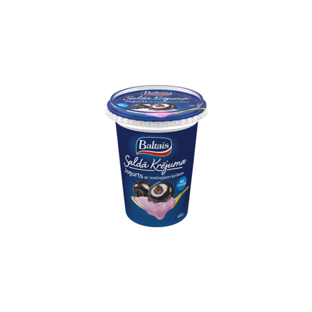 Saldā krējuma jogurts Baltais ar melnajiem ķiršiem 400g