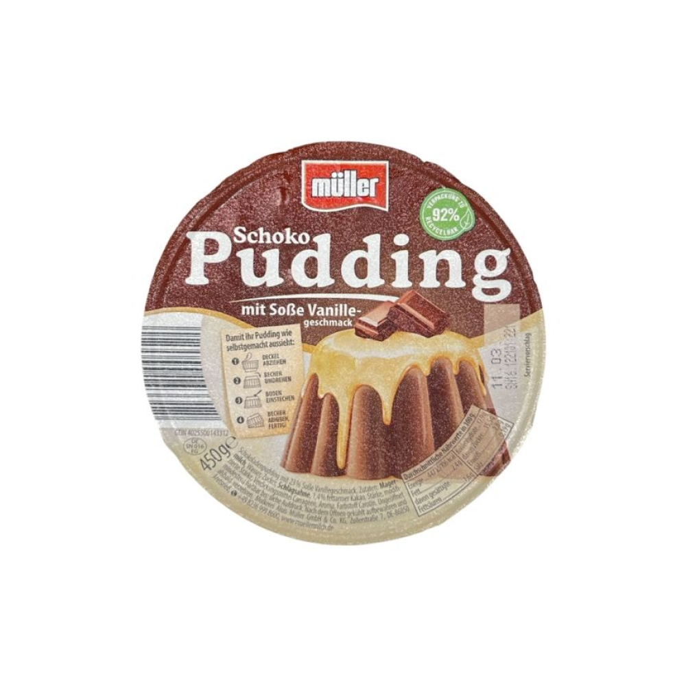 Pudiņš šokolādes ar vaniļas mērci 450g Muller