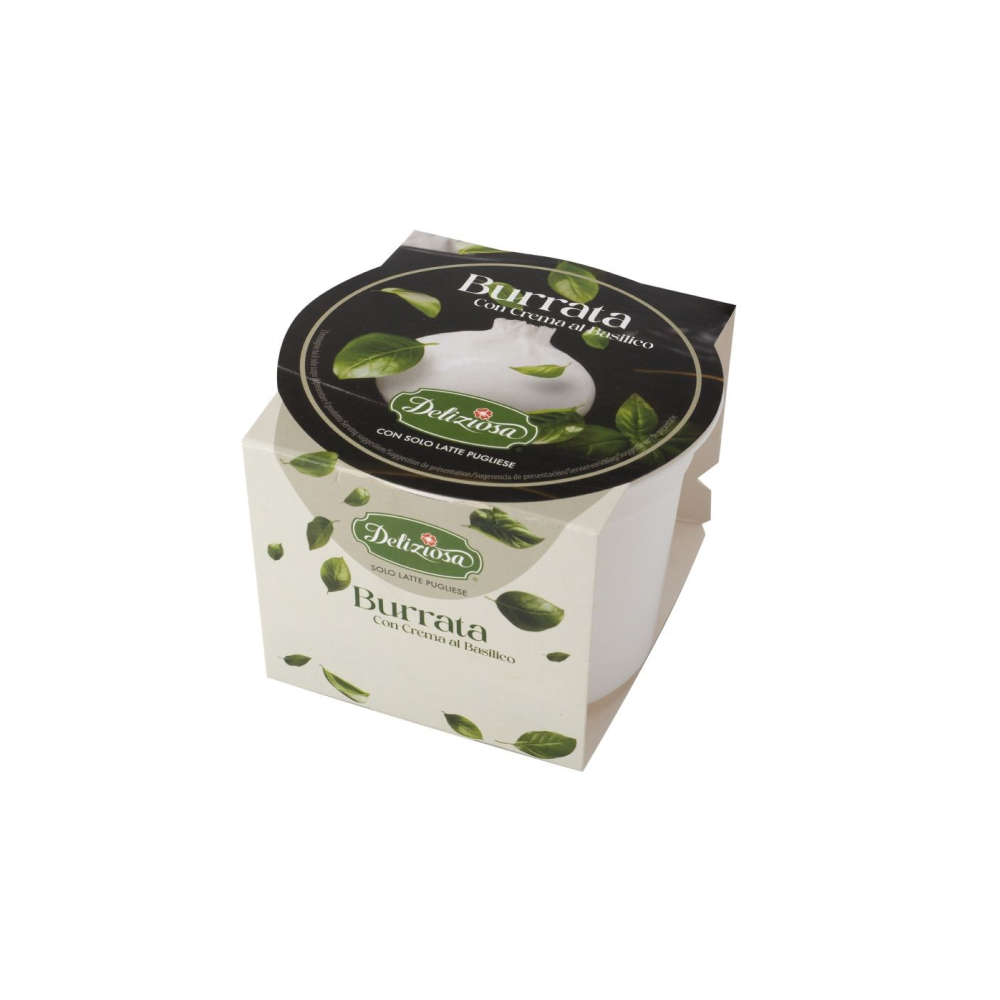 Siers Burrata ar baziliku, 125g, Deliziosa