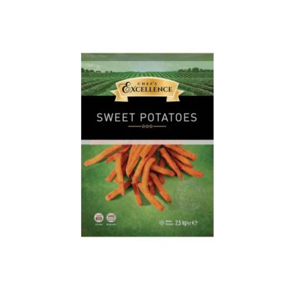 Kartupeļi saldie frī, apcept. saulespuķu eļļā,2.5kg, Chef`s Excellence