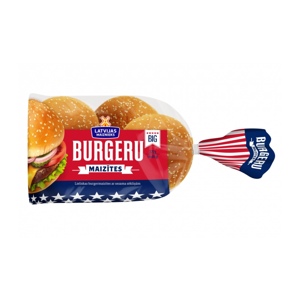 Burgeru maizītes Klasiskās 4 gab 320g Latvijas Maiznieks