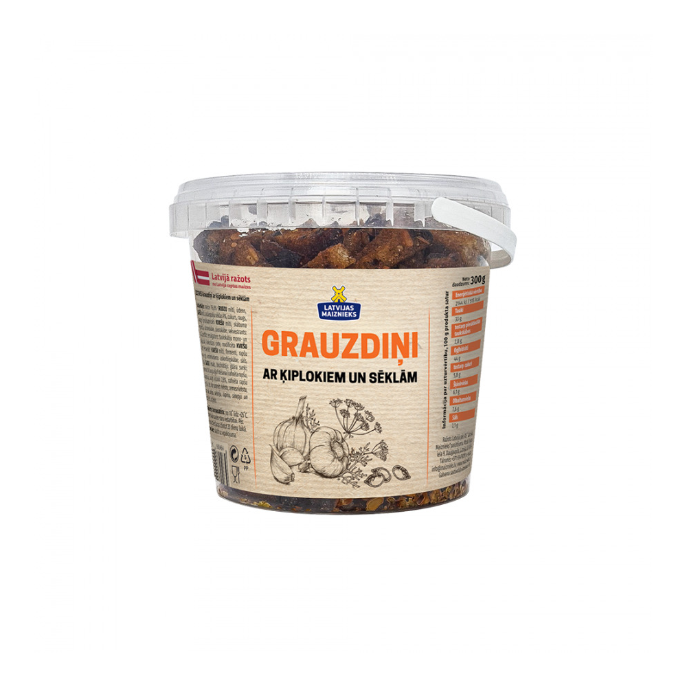 Grauzdiņi ar ķiplokiem un sēklām Zeltene 300g, Latvijas maiznieks