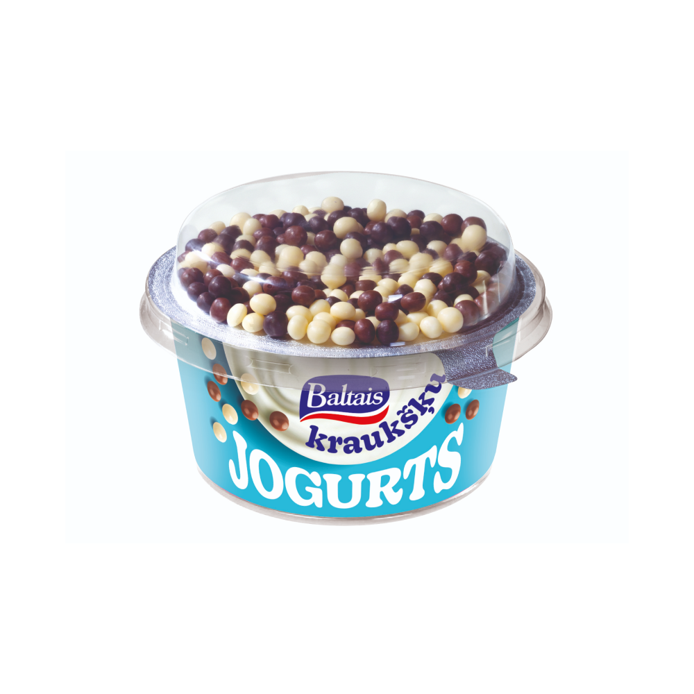 Baltais Jogurts Kraukšķu ar šokolādes rīsu kraukšķiem, 165g