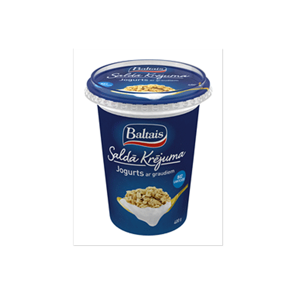 Baltais Saldā krējuma jogurts ar graudiem, 400g