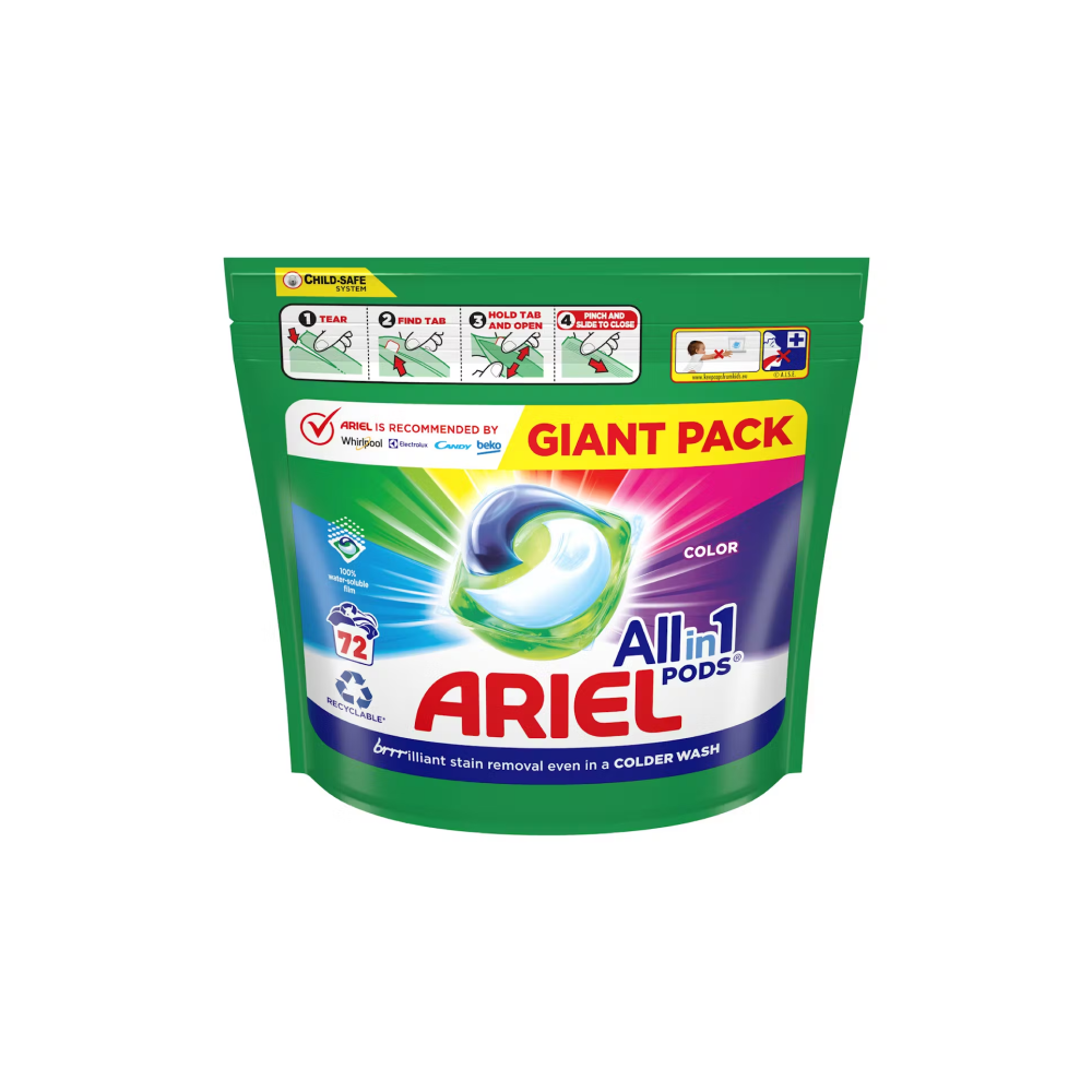 Washing Gel Capsules Ariel All in One Color 72 pcs