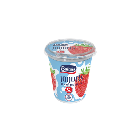 Jogurts Baltais ar zemeņu garšu un C vitamīnu 300g