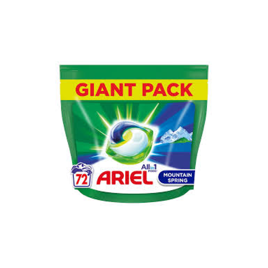 Washing Gel Capsules Ariel All in One Mountain Spring 72 pcs
