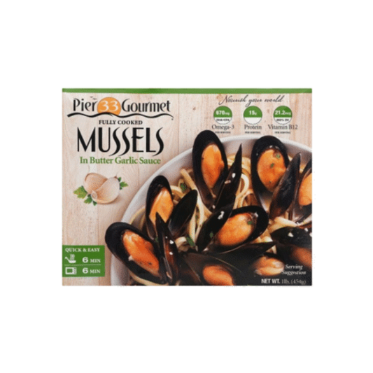 Saldētas mīdijas sviesta un ķiploku mērcē PIER33 454g