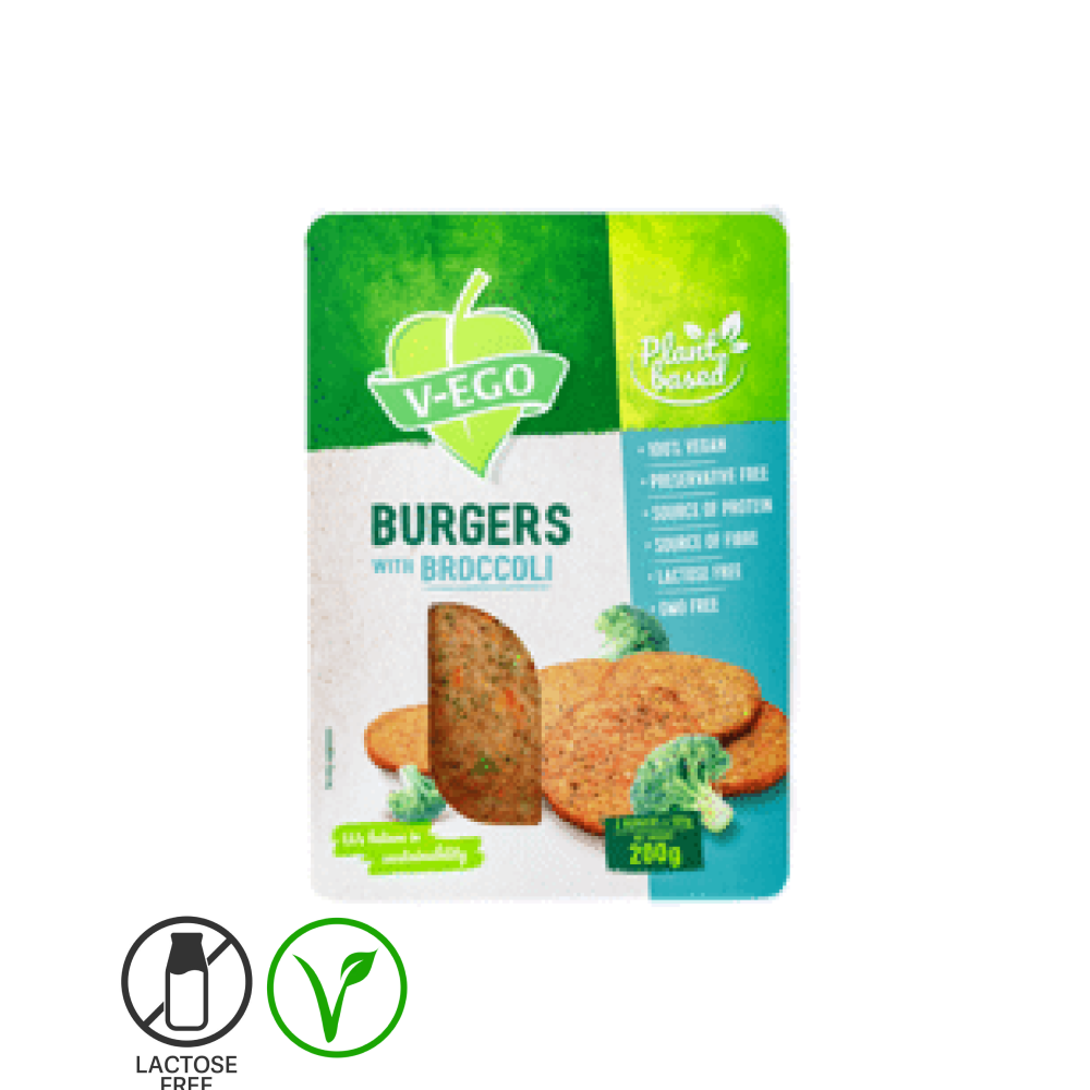 Vegānu burgeri ar brokoļiem V-EGO 200g