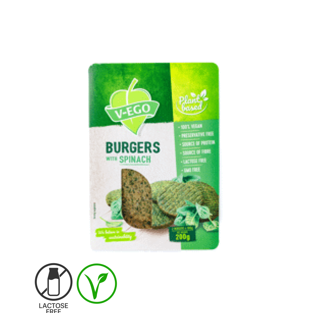 Vegānu burgeri ar spinātiem V-EGO 200g