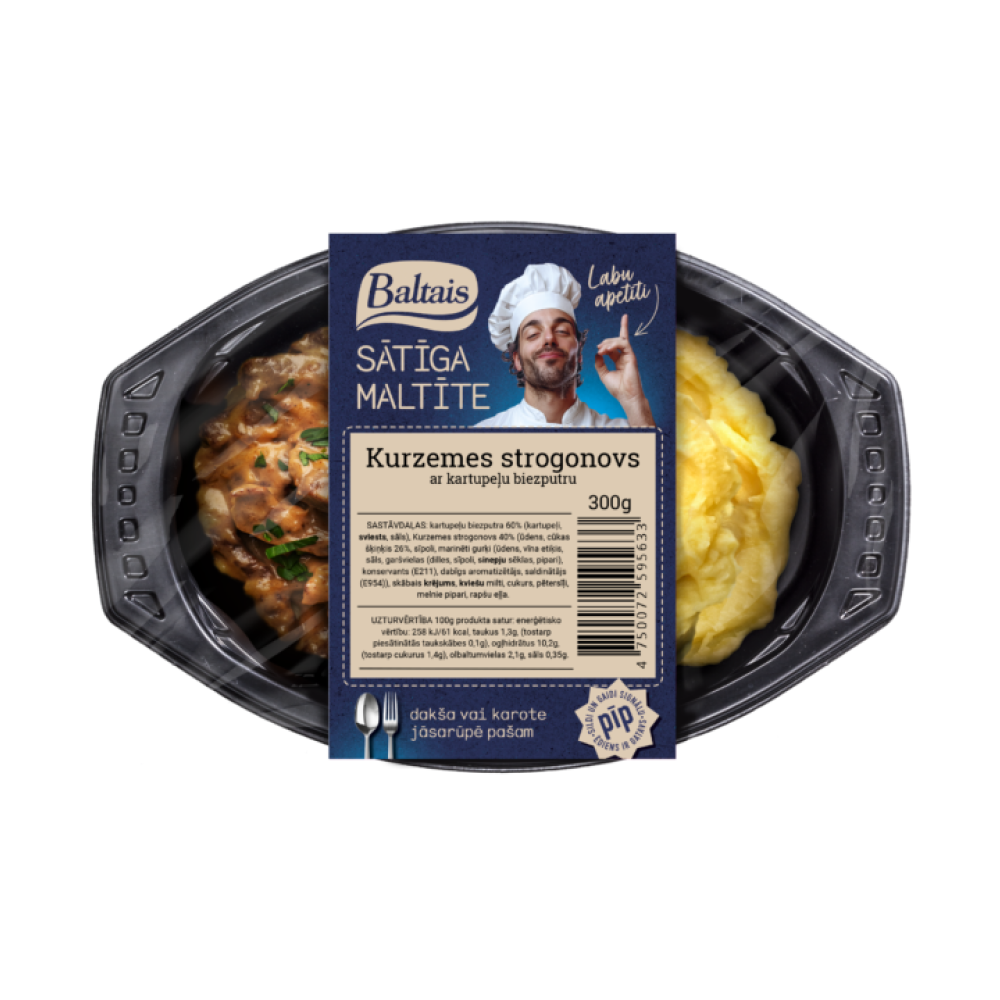 Kurzemes strogonovs ar kartupeļu biezputru, 300g