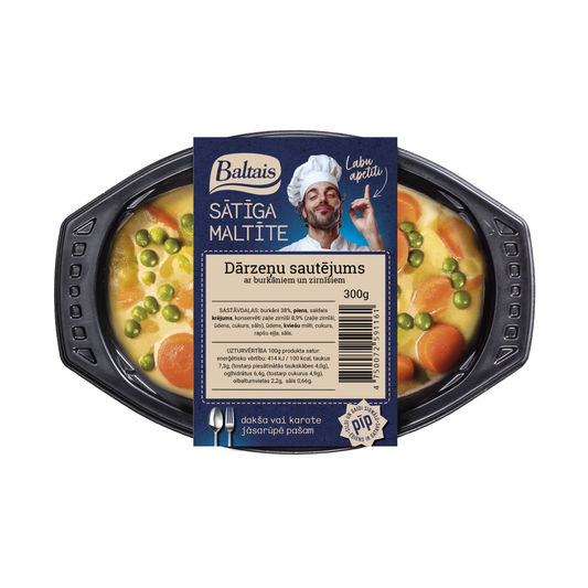 Baltais Dārzeņu sautējums ar burkāniem un zirnīšiem, 300g