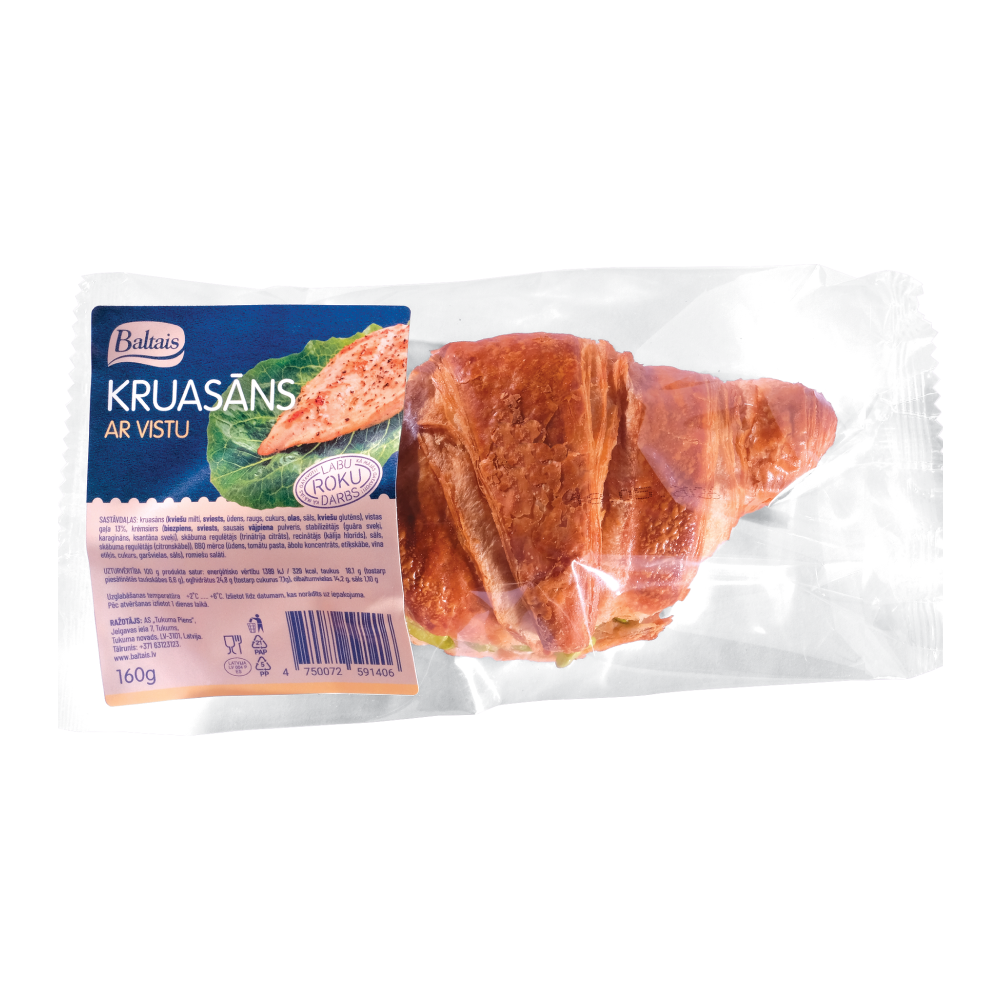 Kruasāns ar vistu 160g Baltais