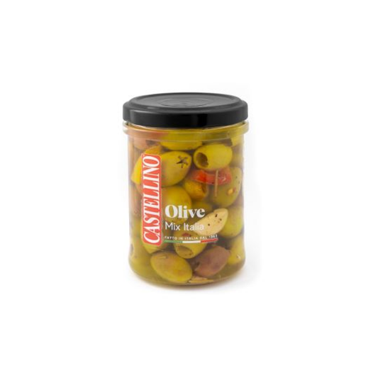 Olīvas zaļās un melnās b/k, Leccino, Mix Italia, eļļā,180g, Castellino