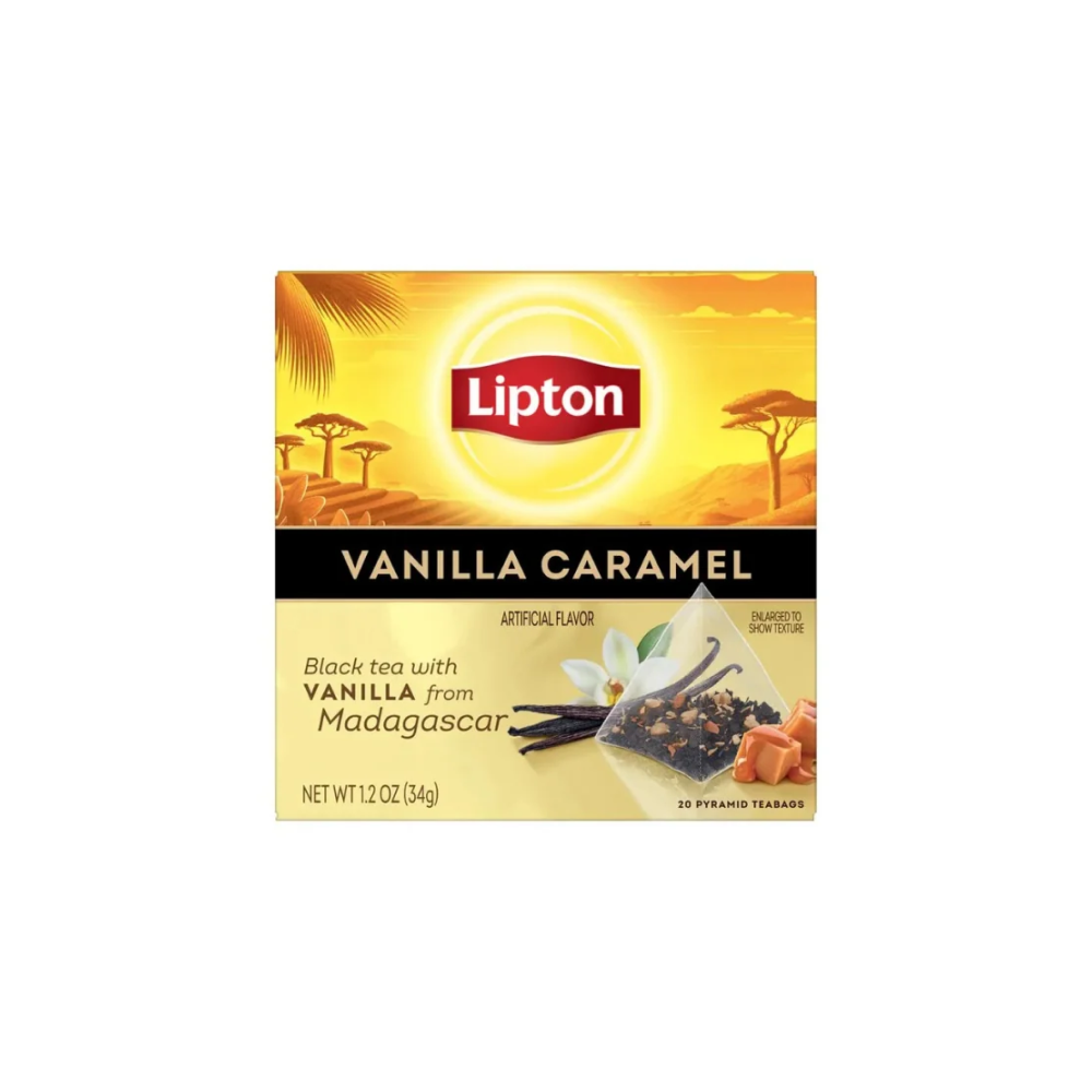 Lipton PY melnā tēja ar vaniļu un karameli 20x1,7 g