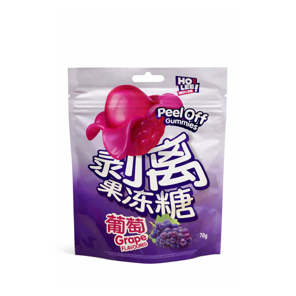 Candy- Ho Lee peel off gummies RED GRAPE flavoured, 70g
