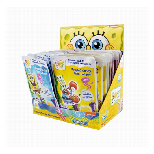 Candy- Sweet'n Fun Sponge Bob Popping candy with lollipop, 10g